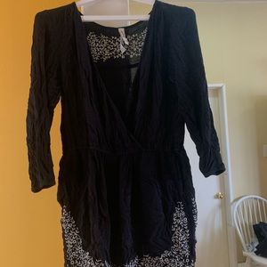 BETHANY MOTA Black Romper with white floral detail